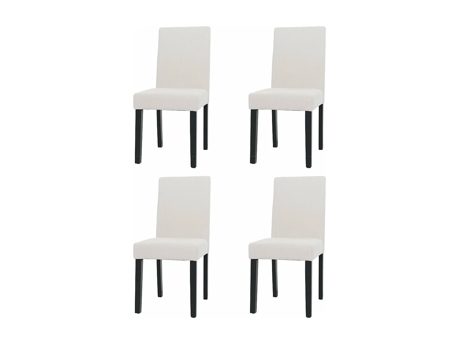 Lot de 4 chaises de salle à manger dossier haut en tissu velours côtelé crème pieds foncés 04_0007520