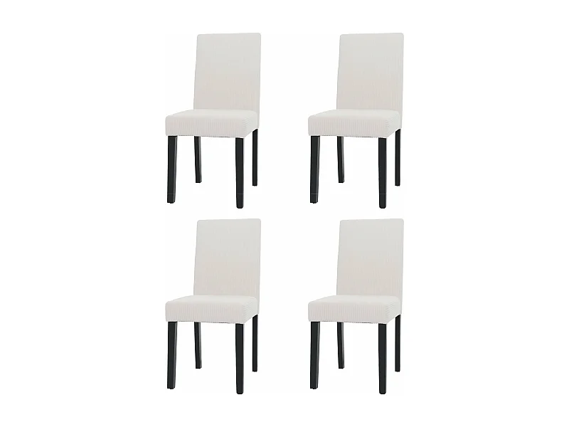 Lot de 4 chaises de salle à manger dossier haut en tissu velours côtelé crème pieds foncés 04_0007520