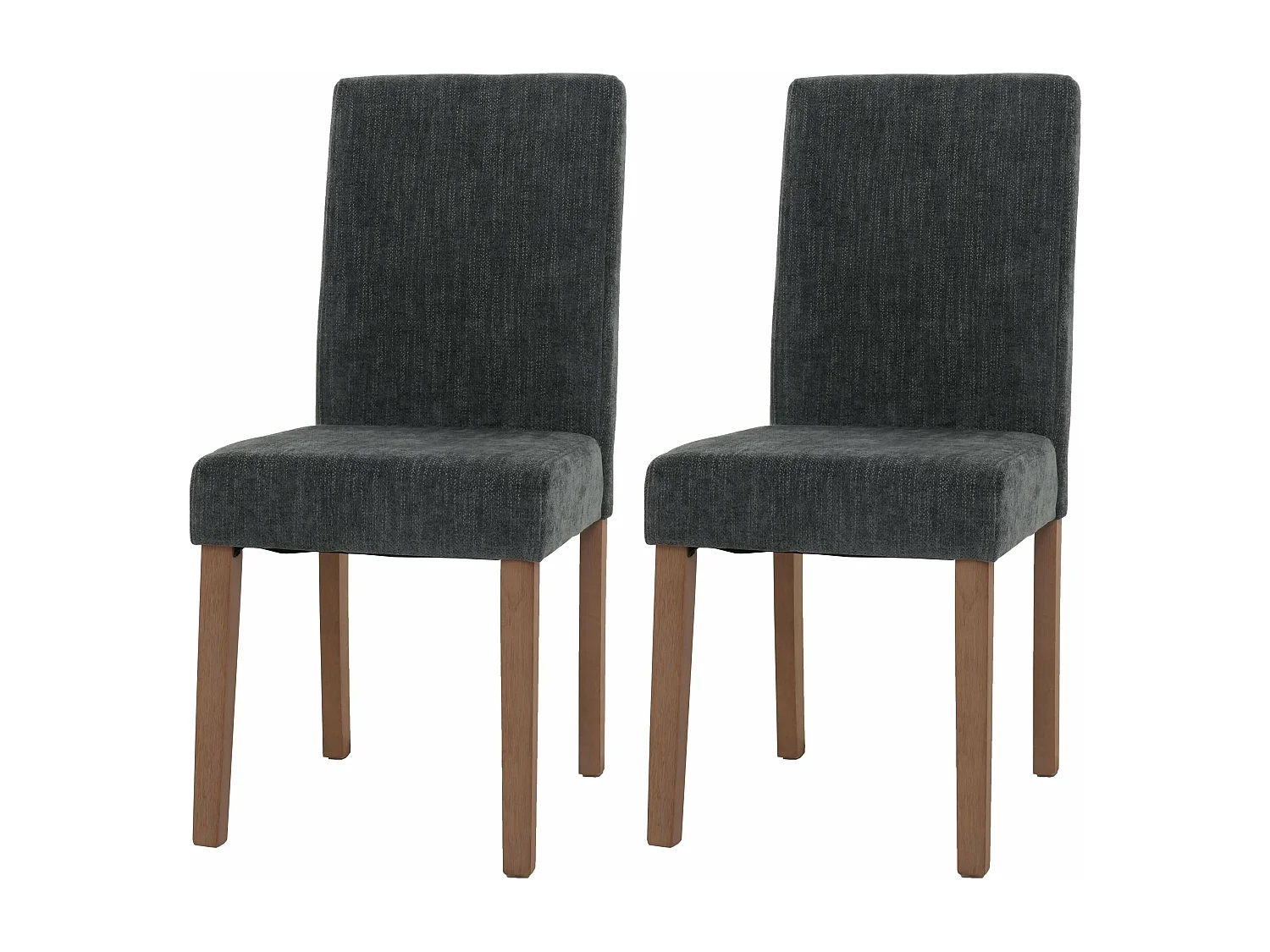 Lot de 2 chaises de salle à manger dossier haut en tissu chenille gris foncé et pieds en bois clairs 04_0007323