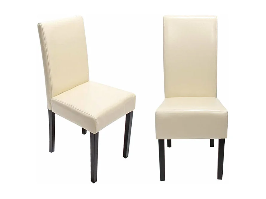Lot de 4 chaises de salle à manger design moderne en cuir crème pieds foncés 04_0007526