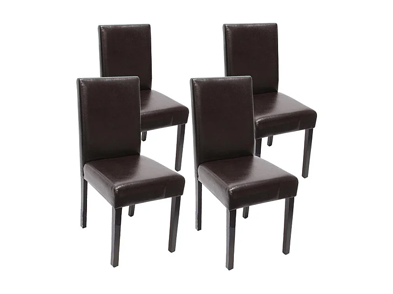 Lot de 4 chaises de salle à manger design moderne en cuir marron pieds foncés 04_0007527