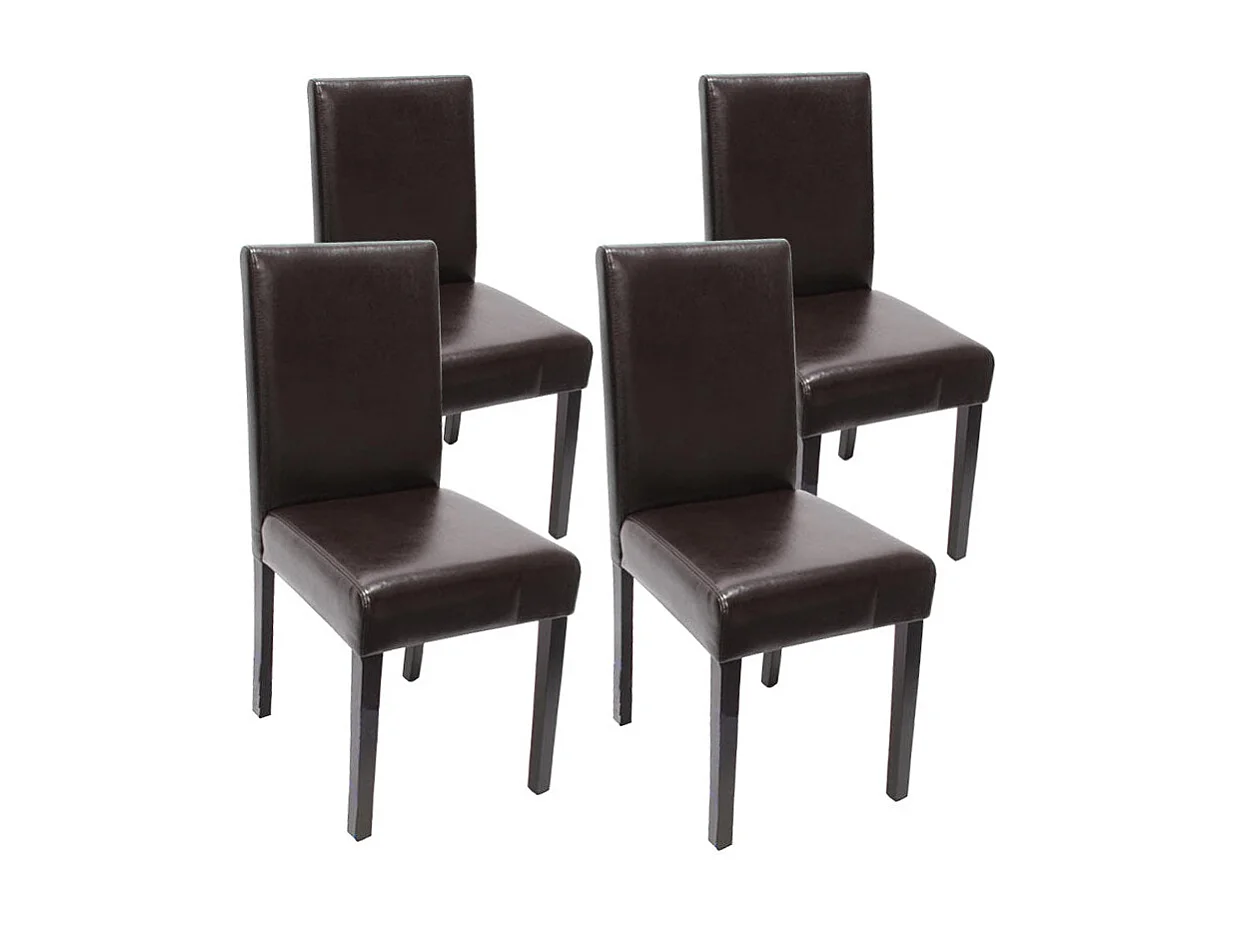 Lot de 4 chaises de salle à manger design moderne en cuir marron pieds foncés 04_0007527