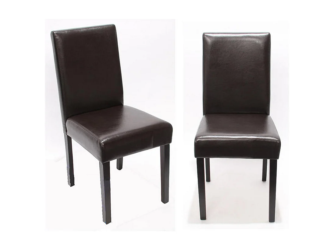 Lot de 4 chaises de salle à manger design moderne en cuir marron pieds foncés 04_0007527