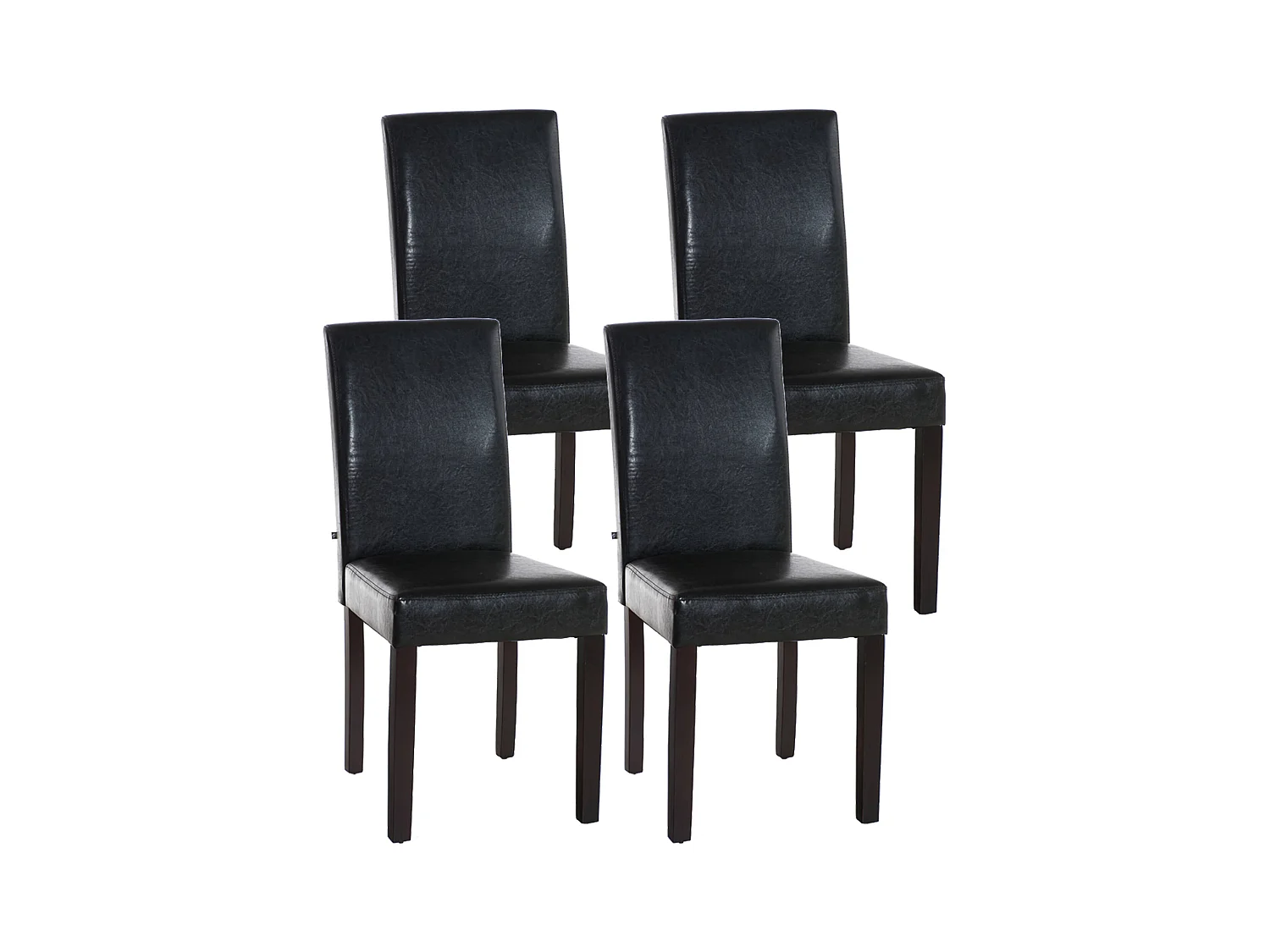 Lot de 4 chaises de salle à manger design moderne et confortable en PVC marron pieds en bois marron foncé 10_0001759