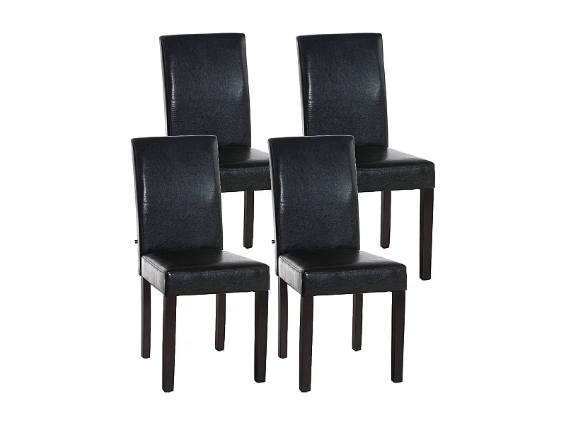 Lot de 4 chaises de salle à manger design moderne et confortable en PVC marron pieds en bois marron foncé 10_0001759