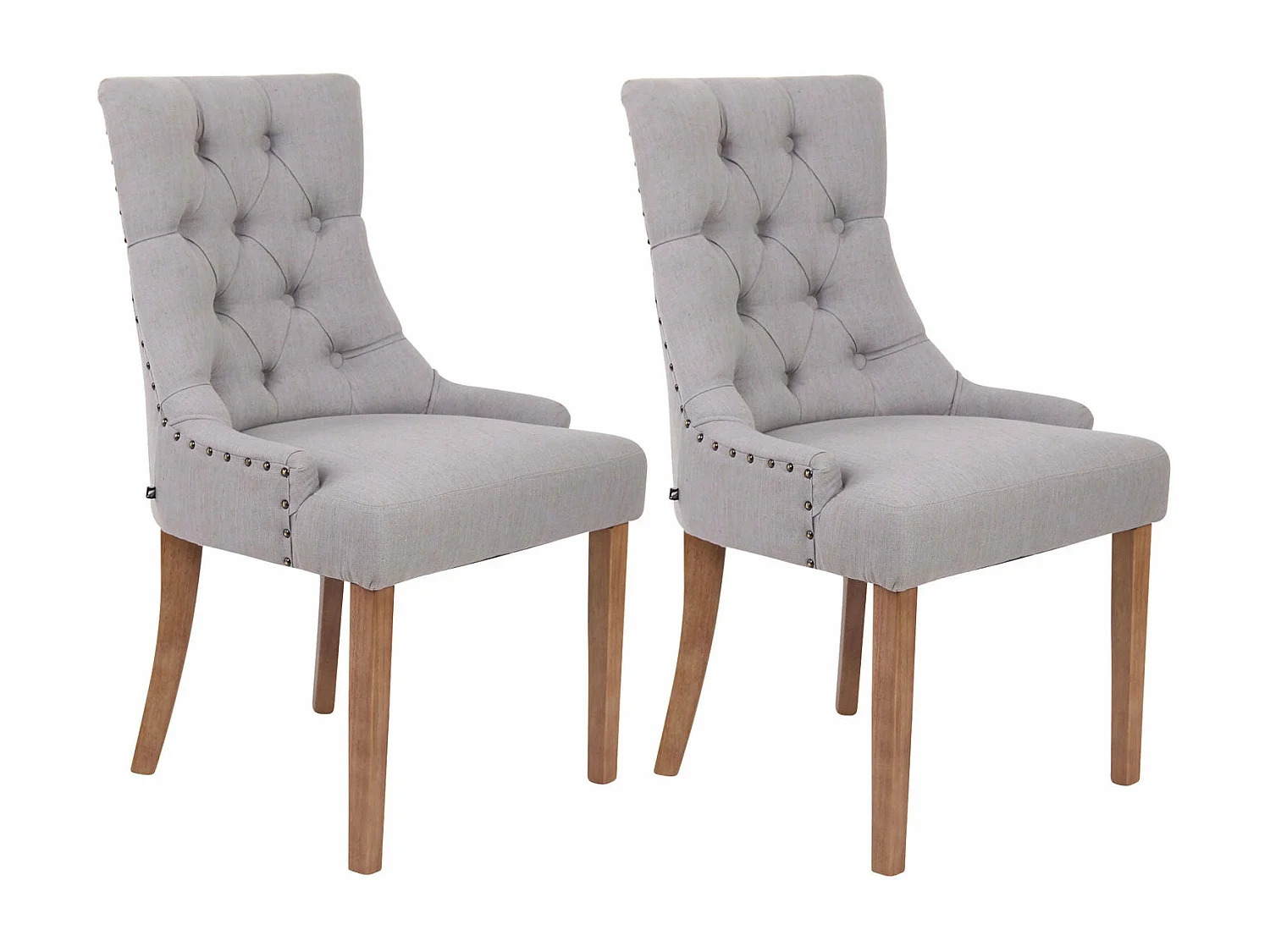 Lot de 2 chaises de salle à manger avec boutons décoratives assise en tissu gris 10_0001524