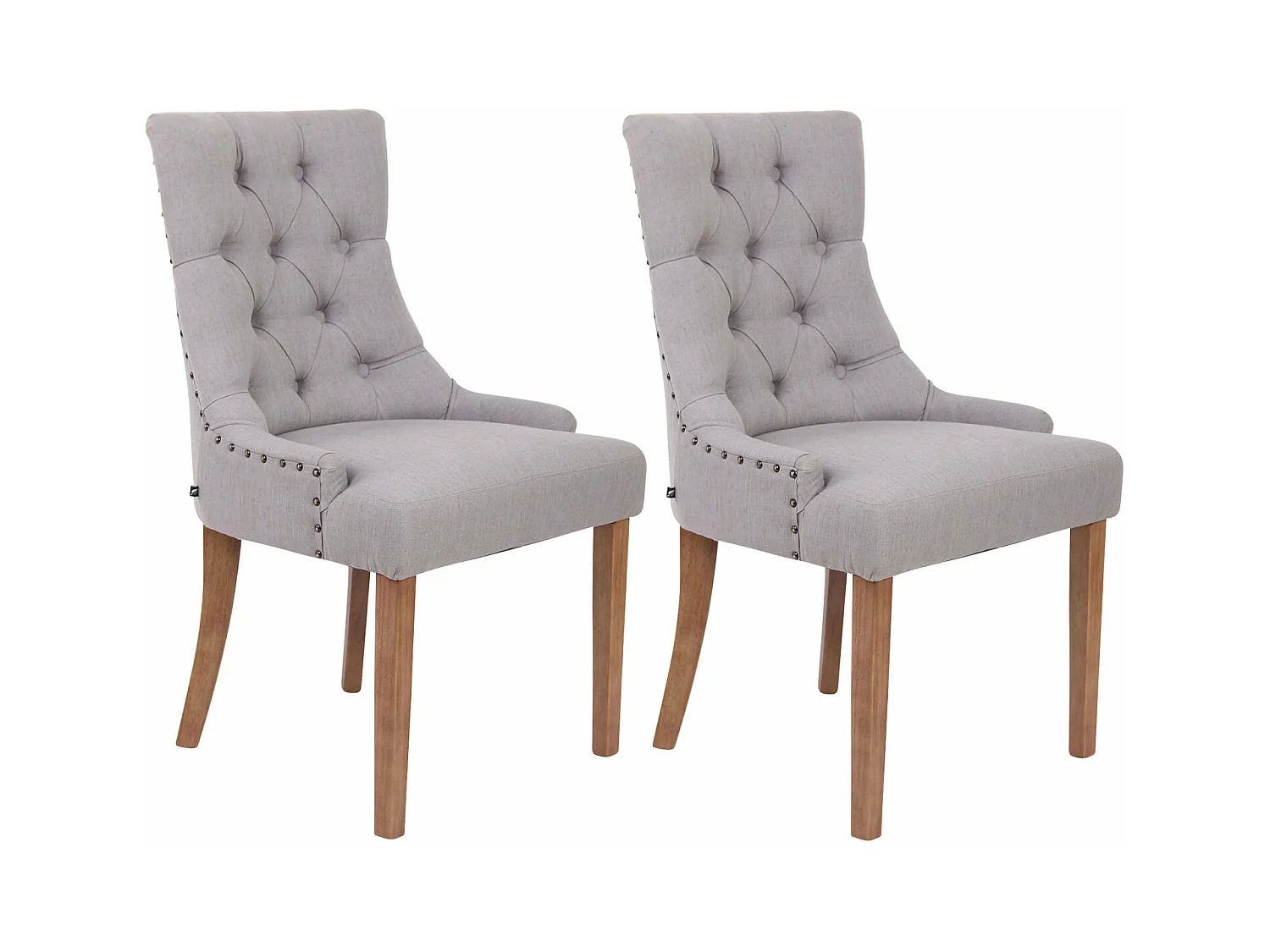 Lot de 2 chaises de salle à manger avec boutons décoratives assise en tissu gris 10_0001524