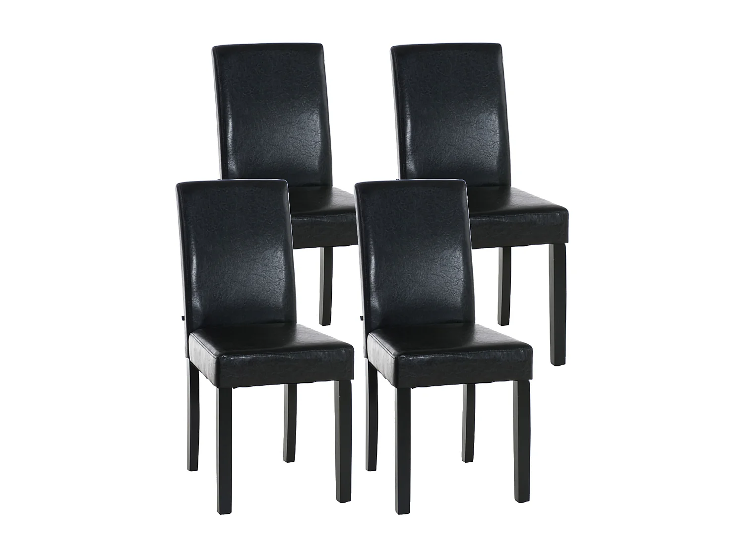 Lot de 4 chaises de salle à manger design moderne confortable en PVC marron et pieds en bois noir 10_0001767