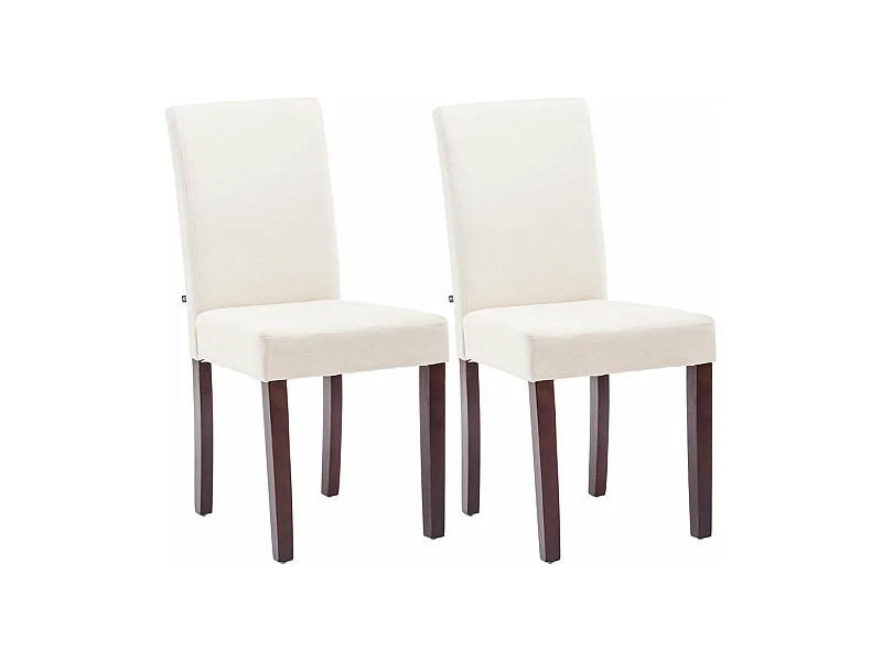 Lot de 2 chaises de salle à manger design moderne en tissu crème et pieds en bois marron foncé 10_0001553