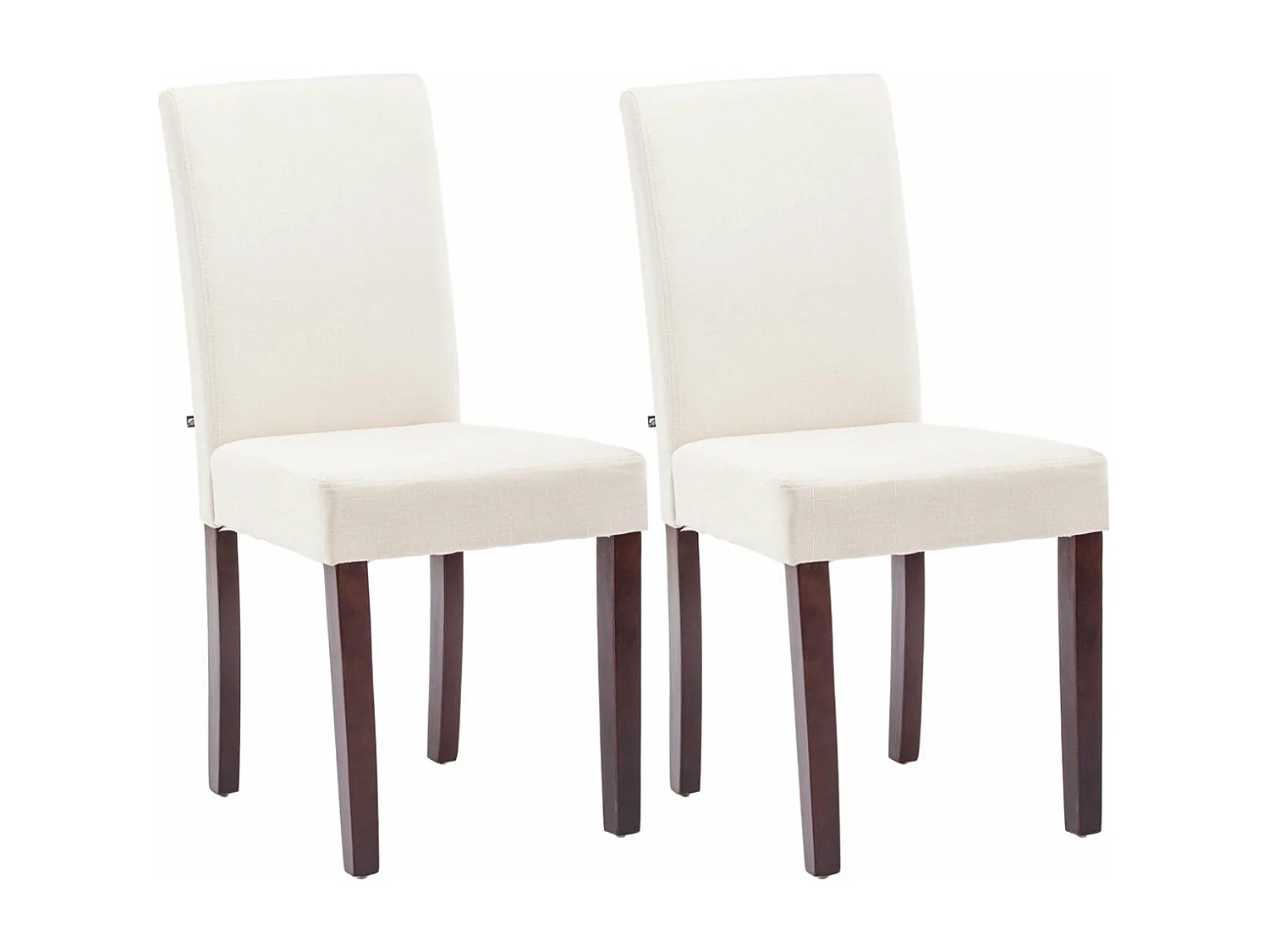 Lot de 2 chaises de salle à manger design moderne en tissu crème et pieds en bois marron foncé 10_0001553