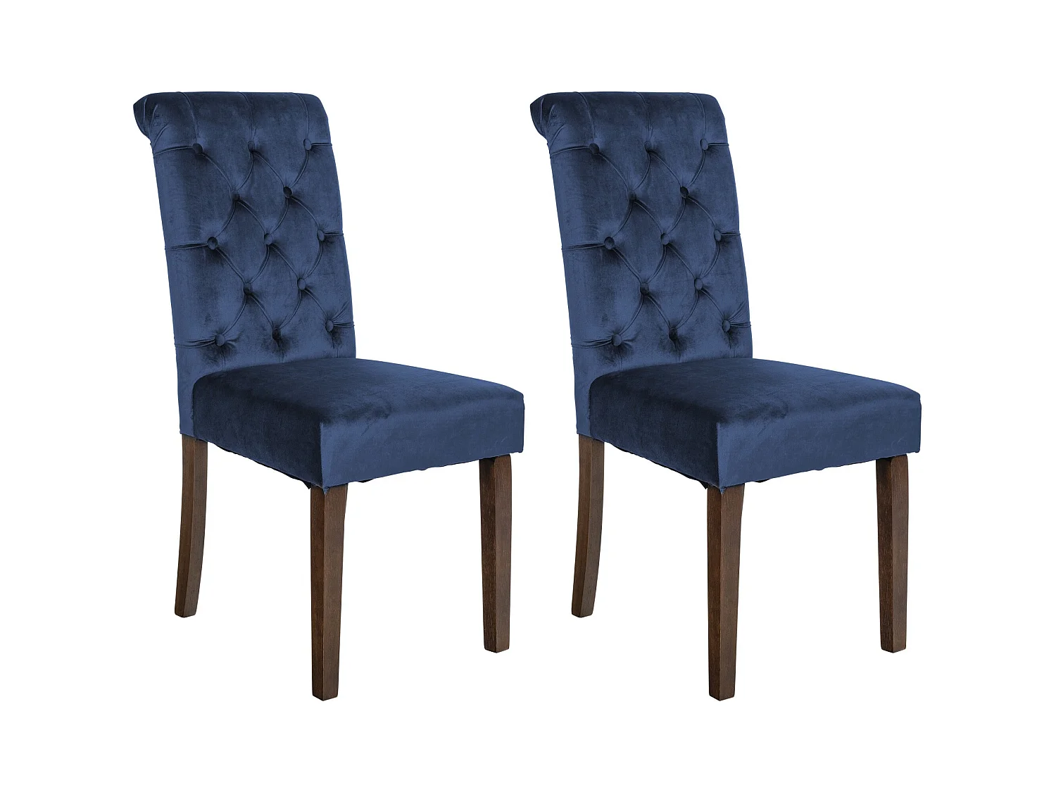 Lot de 2 chaises de salle à manger design classique bouton décoratif assise en tissu bleu 10_0001615