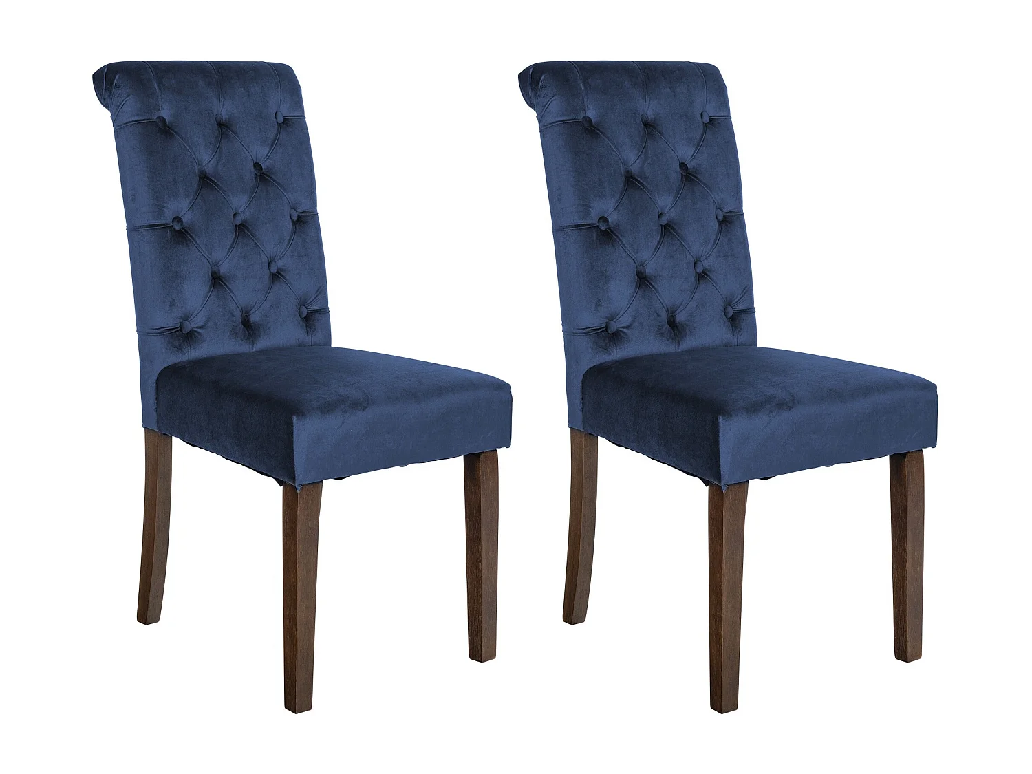 Lot de 2 chaises de salle à manger design classique bouton décoratif assise en tissu bleu 10_0001615