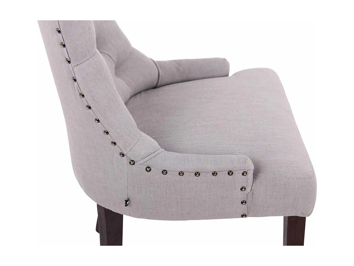 Lot de 2 chaises de salle à manger avec boutons décoratives assise en tissu gris pieds foncés 10_0001518