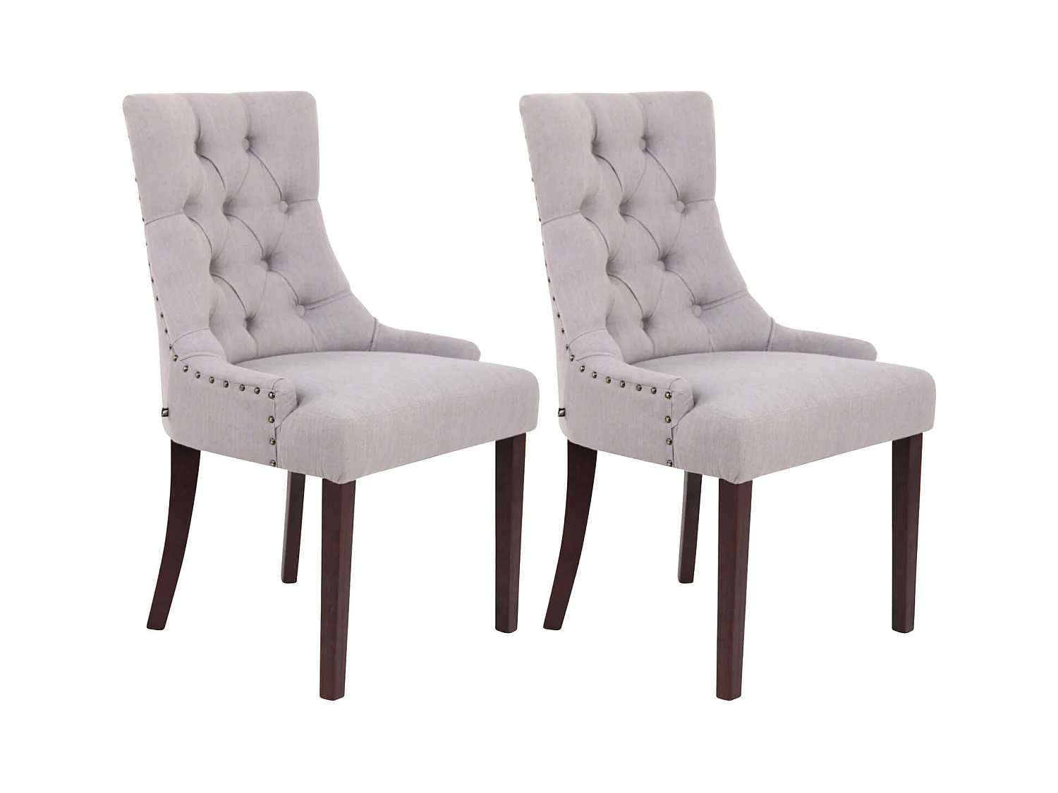 Lot de 2 chaises de salle à manger avec boutons décoratives assise en tissu gris pieds foncés 10_0001518