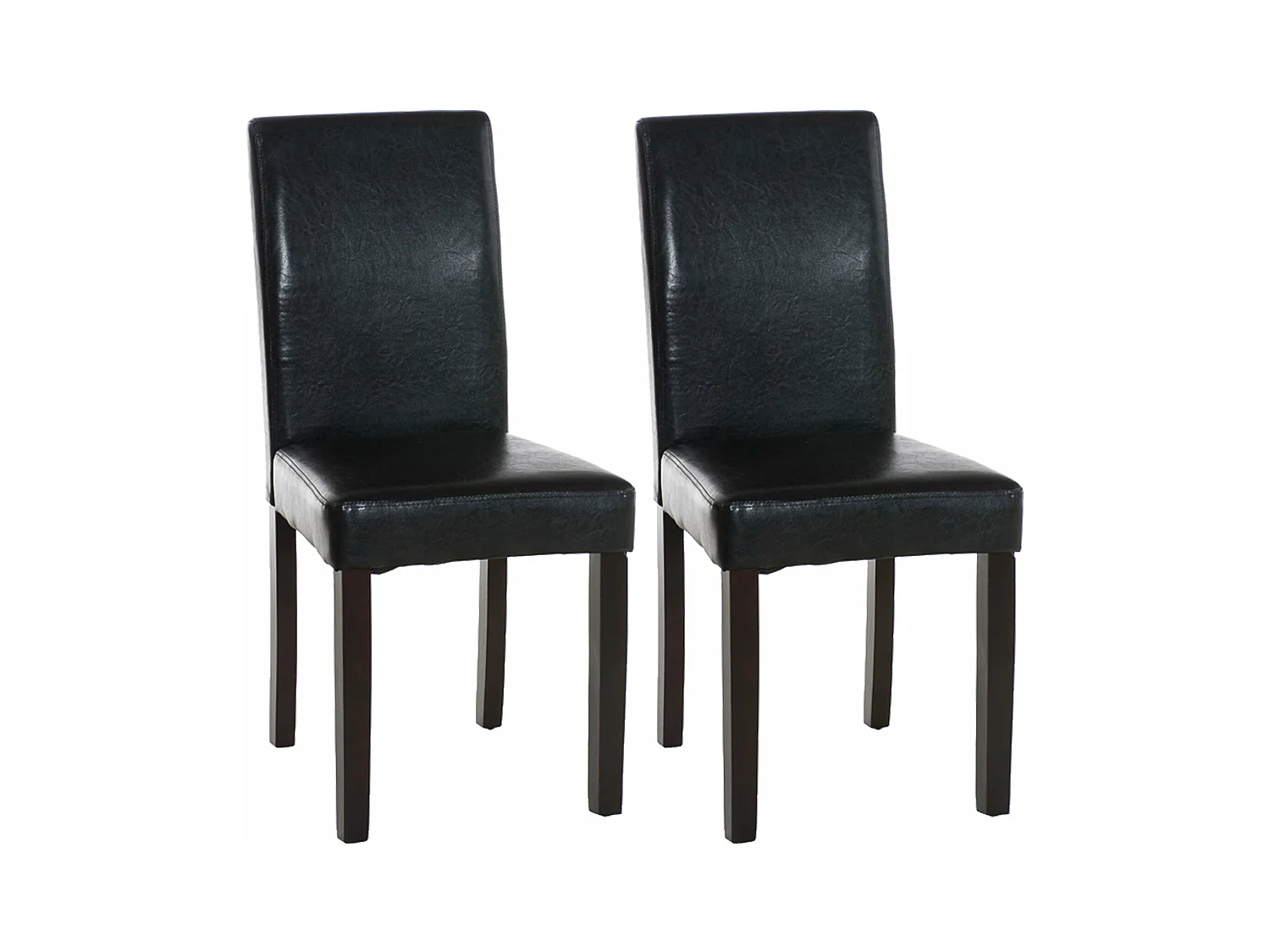 Lot de 2 chaises de salle à manger design moderne en PVC noir et pieds en bois marron 10_0001542