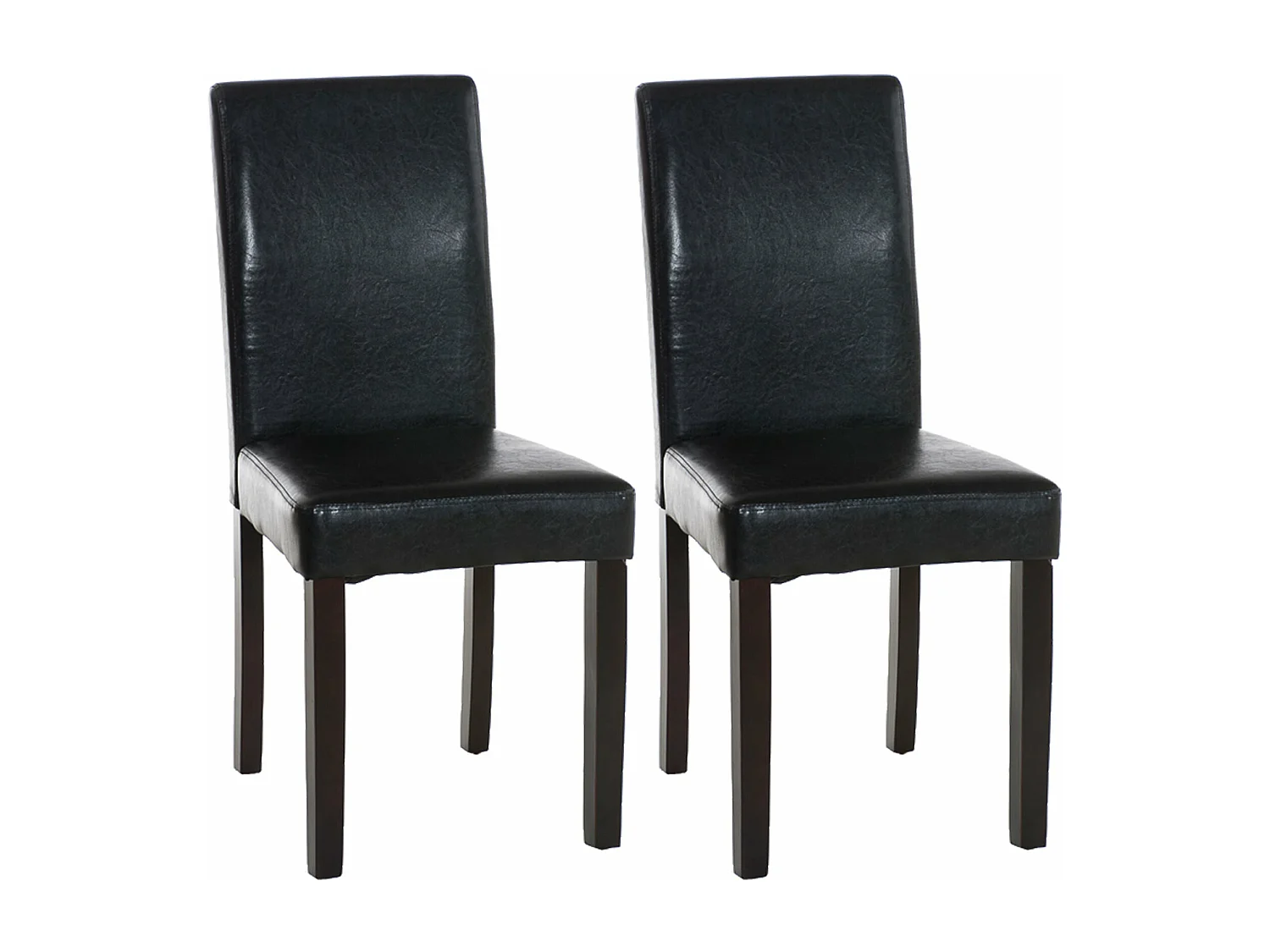 Lot de 2 chaises de salle à manger design moderne en PVC noir et pieds en bois marron 10_0001542