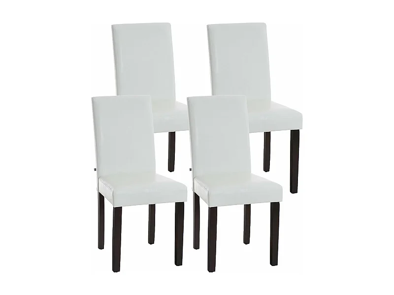 Lot de 4 chaises de salle à manger design moderne en PVC blanc et pieds en bois noir 10_0001761