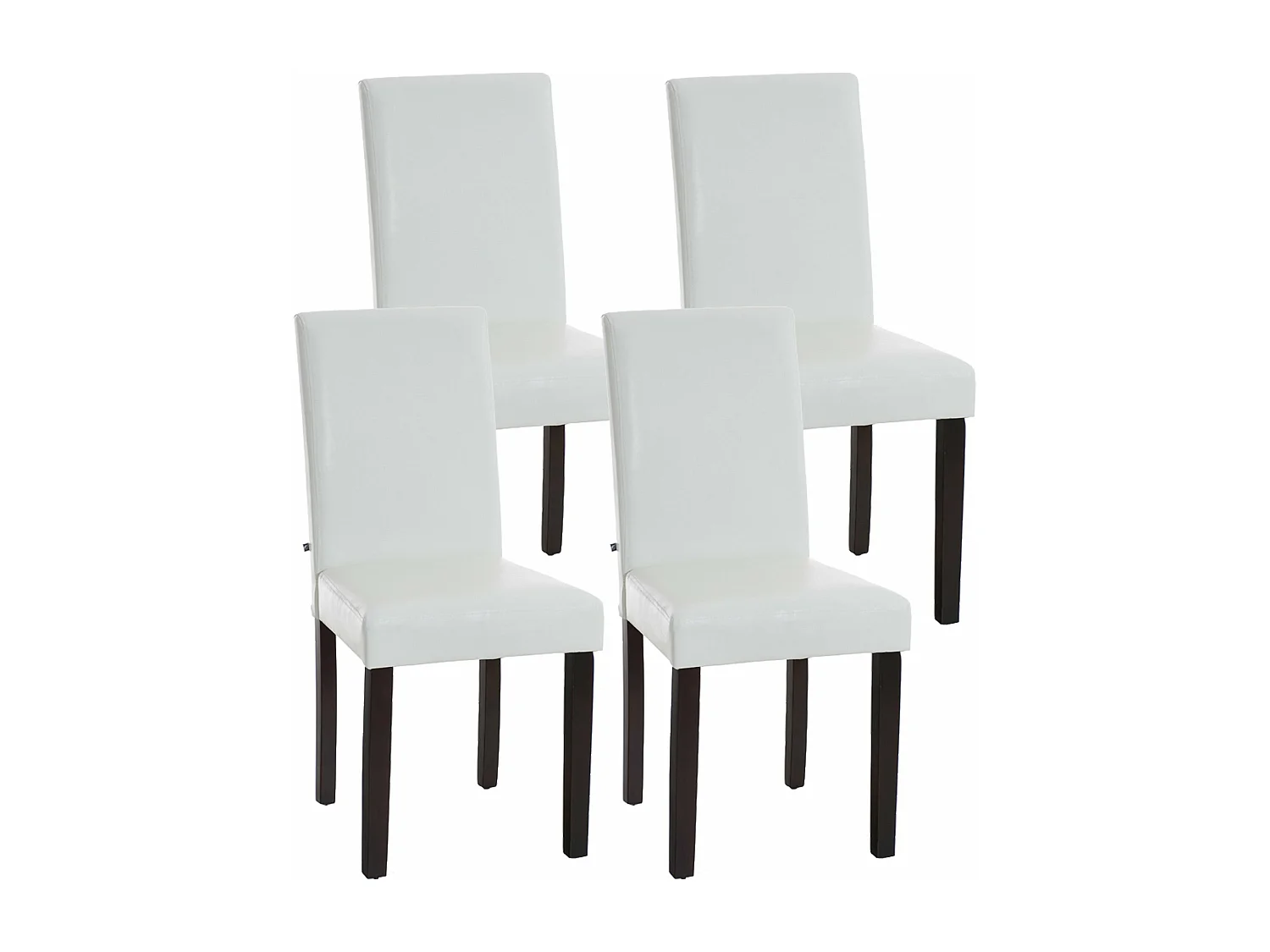Lot de 4 chaises de salle à manger design moderne en PVC blanc et pieds en bois noir 10_0001761