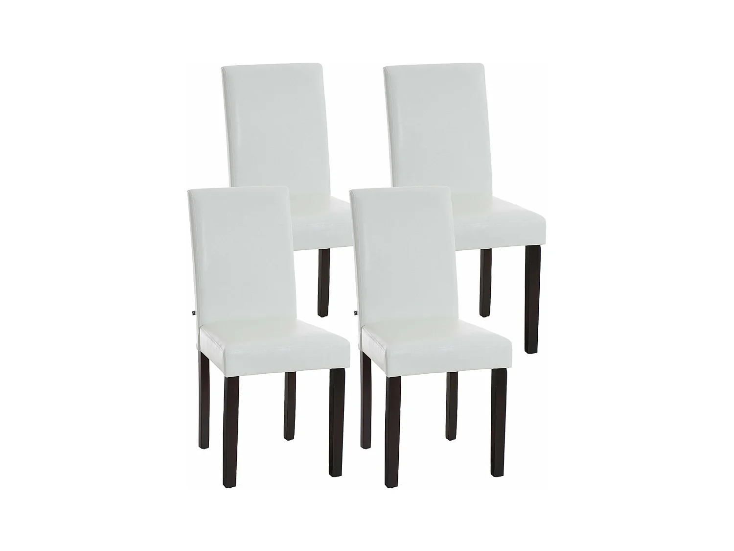 Lot de 4 chaises de salle à manger design moderne en PVC blanc et pieds en bois noir 10_0001761