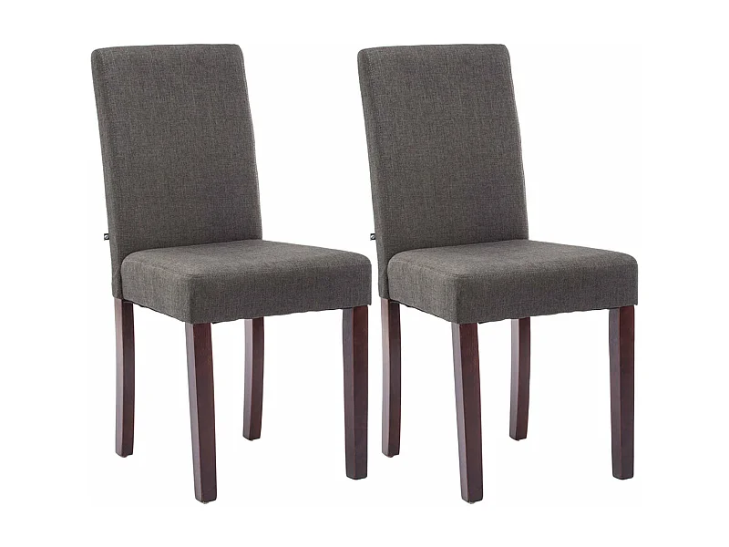 Lot de 2 chaises de salle à manger design moderne en tissu gris clair foncé et pieds en bois marron foncé 10_0001554