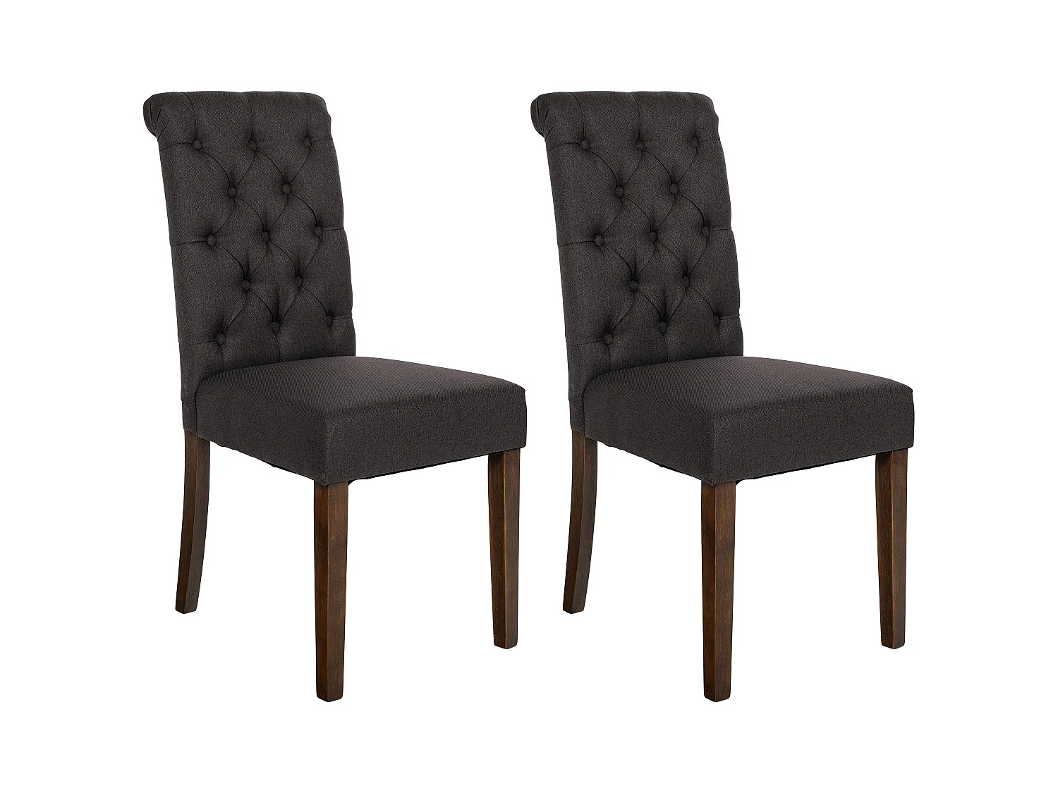 Lot de 2 chaises de salle à manger design classique bouton décoratif assise en tissu gris foncé 10_0001616