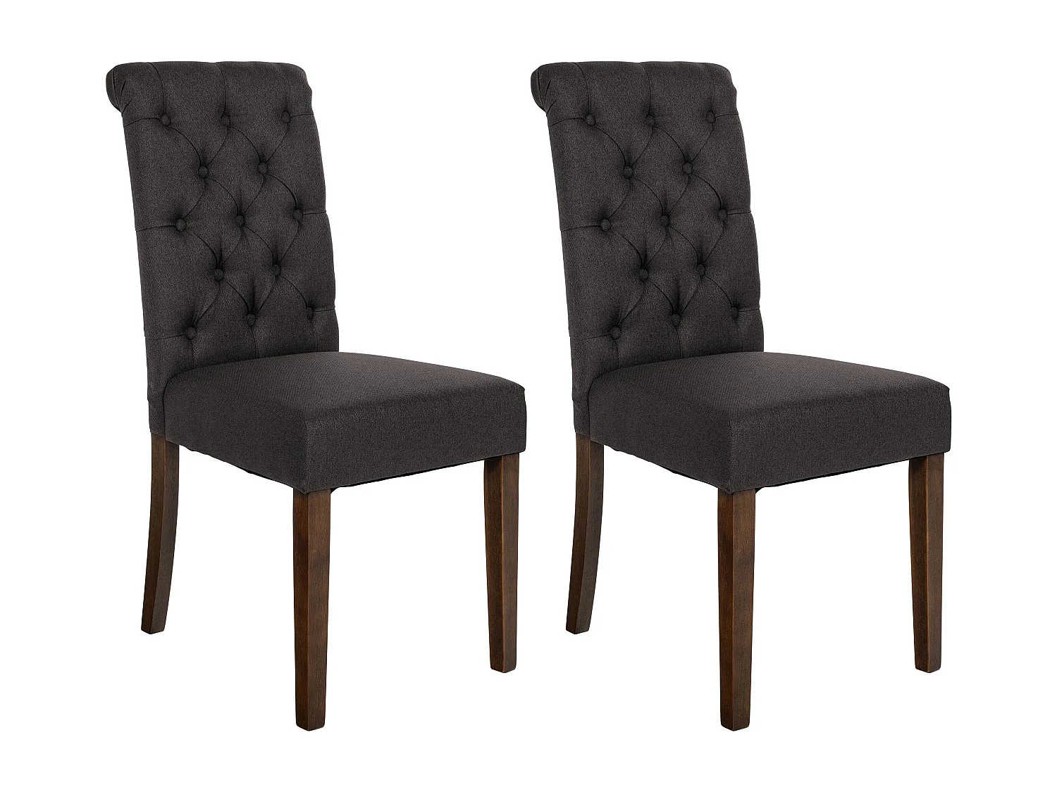 Lot de 2 chaises de salle à manger design classique bouton décoratif assise en tissu gris foncé 10_0001616
