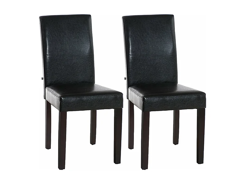 Lot de 2 chaises de salle à manger design moderne en PVC marron et pieds en bois marron 10_0001543