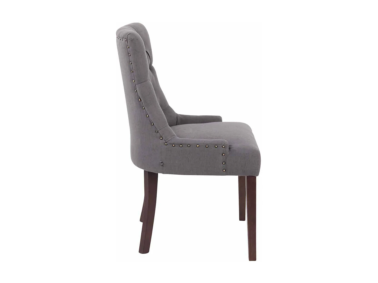 Lot de 2 chaises de salle à manger avec boutons décoratives assise en tissu gris foncé pieds foncés 10_0001519