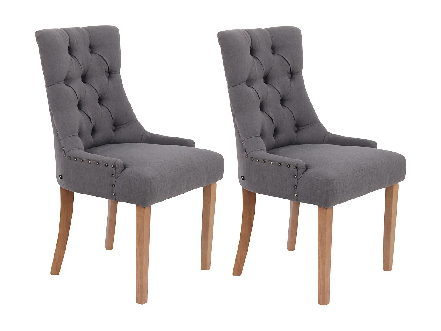 Lot de 2 chaises de salle à manger avec boutons décoratives assise en tissu gris foncé 10_0001525