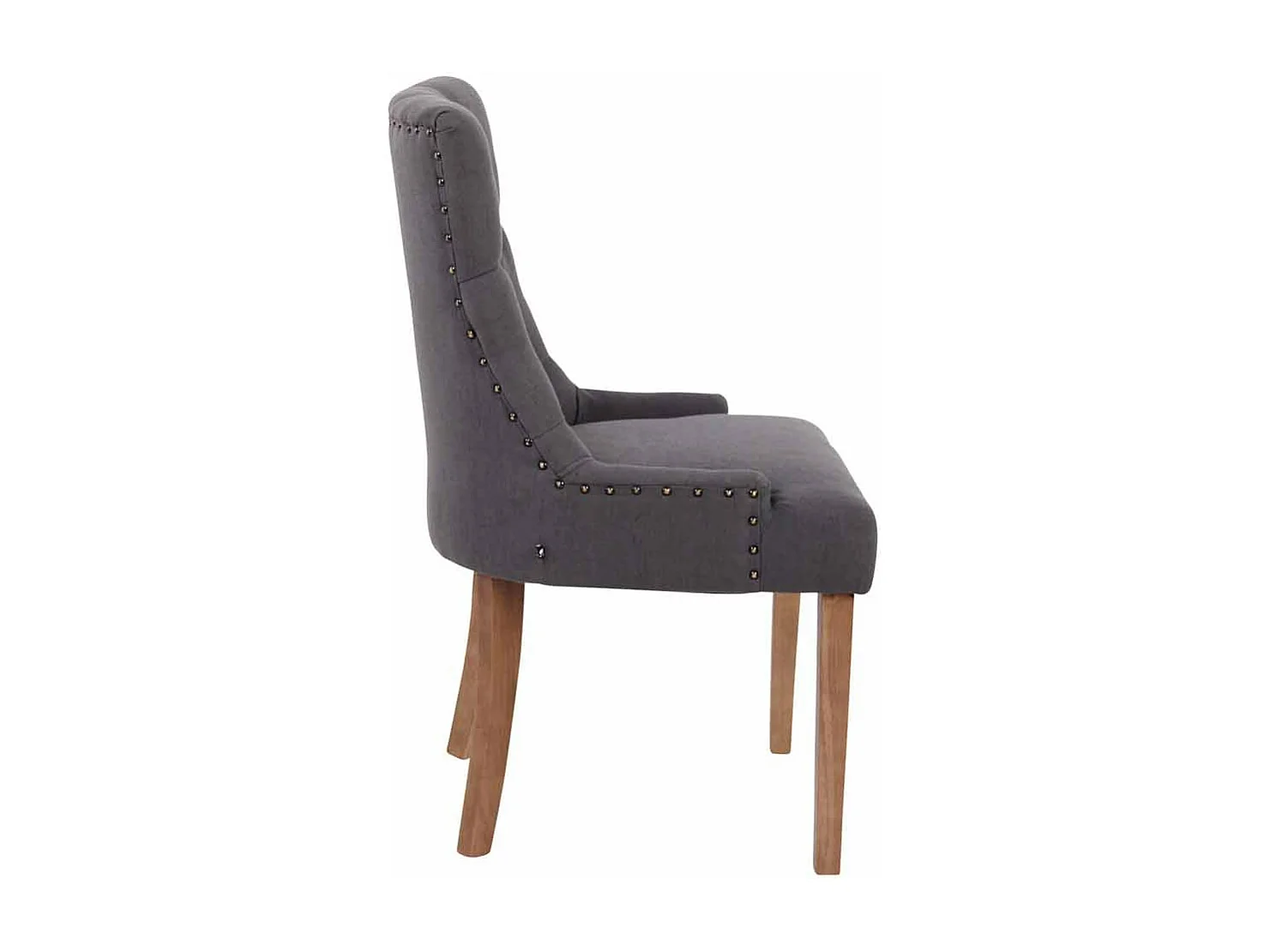 Lot de 2 chaises de salle à manger avec boutons décoratives assise en tissu gris foncé 10_0001525
