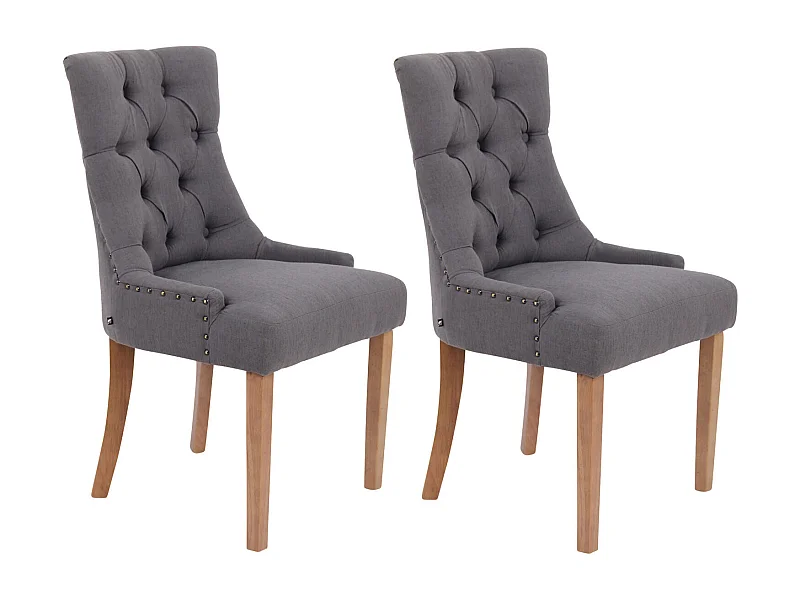 Lot de 2 chaises de salle à manger avec boutons décoratives assise en tissu gris foncé 10_0001525