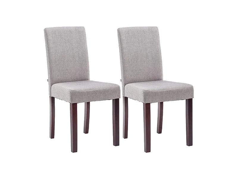 Lot de 2 chaises de salle à manger design moderne en tissu gris clair et pieds en bois marron foncé 10_0001555