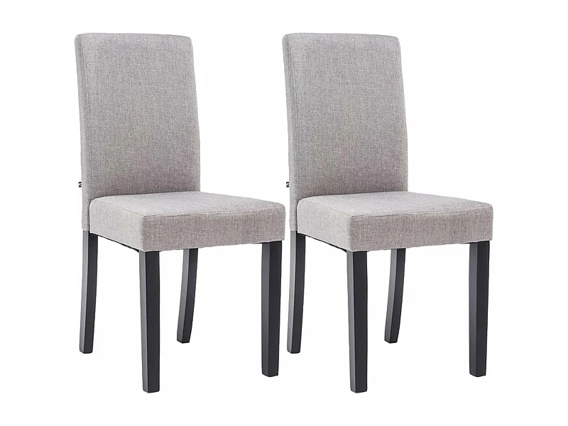 Lot de 2 chaises de salle à manger design moderne en tissu gris clair et pieds en bois noir 10_0001558