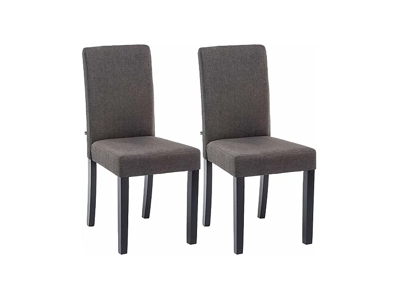 Lot de 2 chaises de salle à manger design moderne en tissu gris foncé et pieds en bois noir 10_0001557