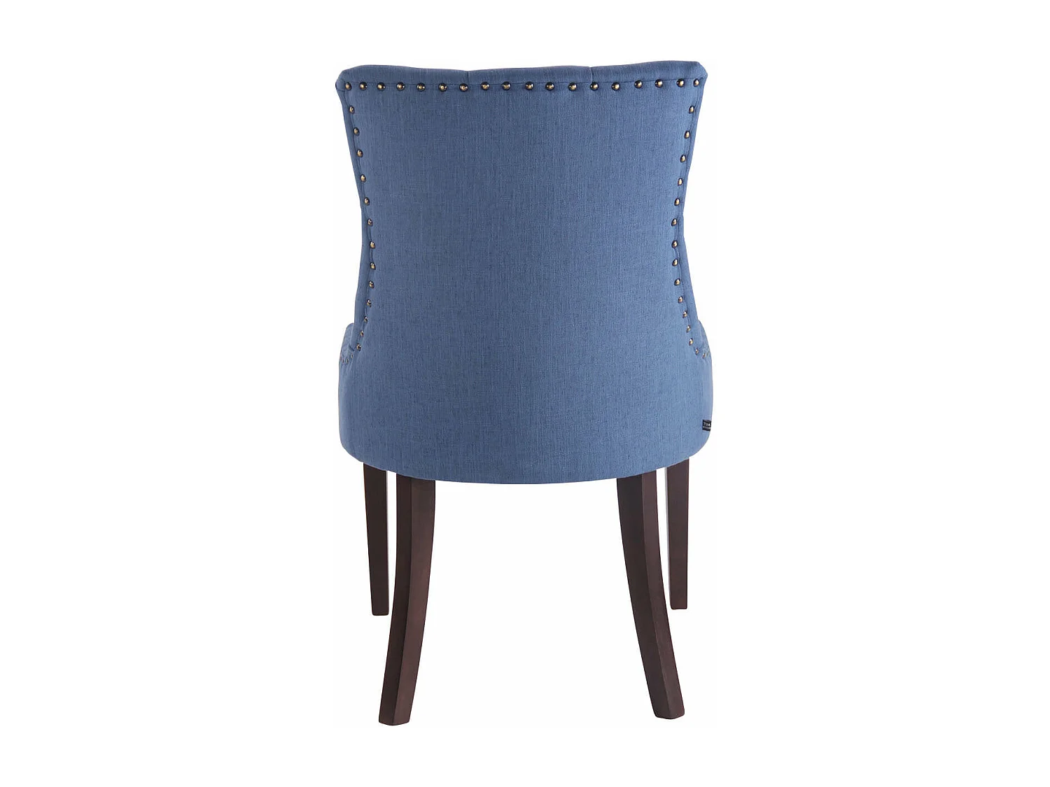 Lot de 2 chaises de salle à manger avec boutons décoratives assise en tissu bleu pieds marron foncé 10_0001516