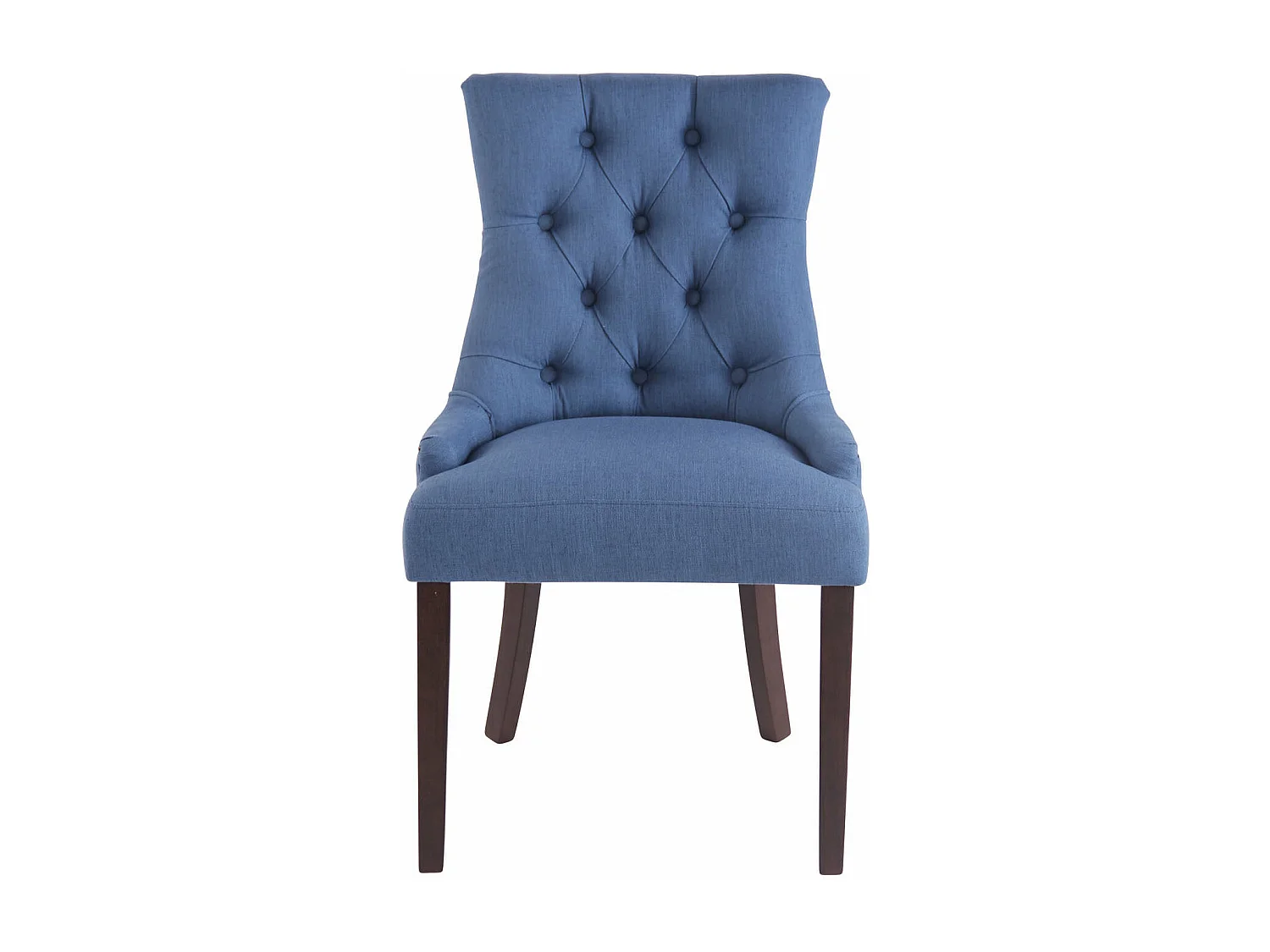 Lot de 2 chaises de salle à manger avec boutons décoratives assise en tissu bleu pieds marron foncé 10_0001516