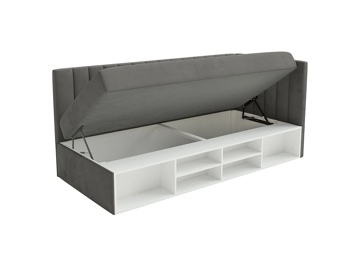 Lit ado avec rangement - gris foncé - côté droit - VENTRIO
