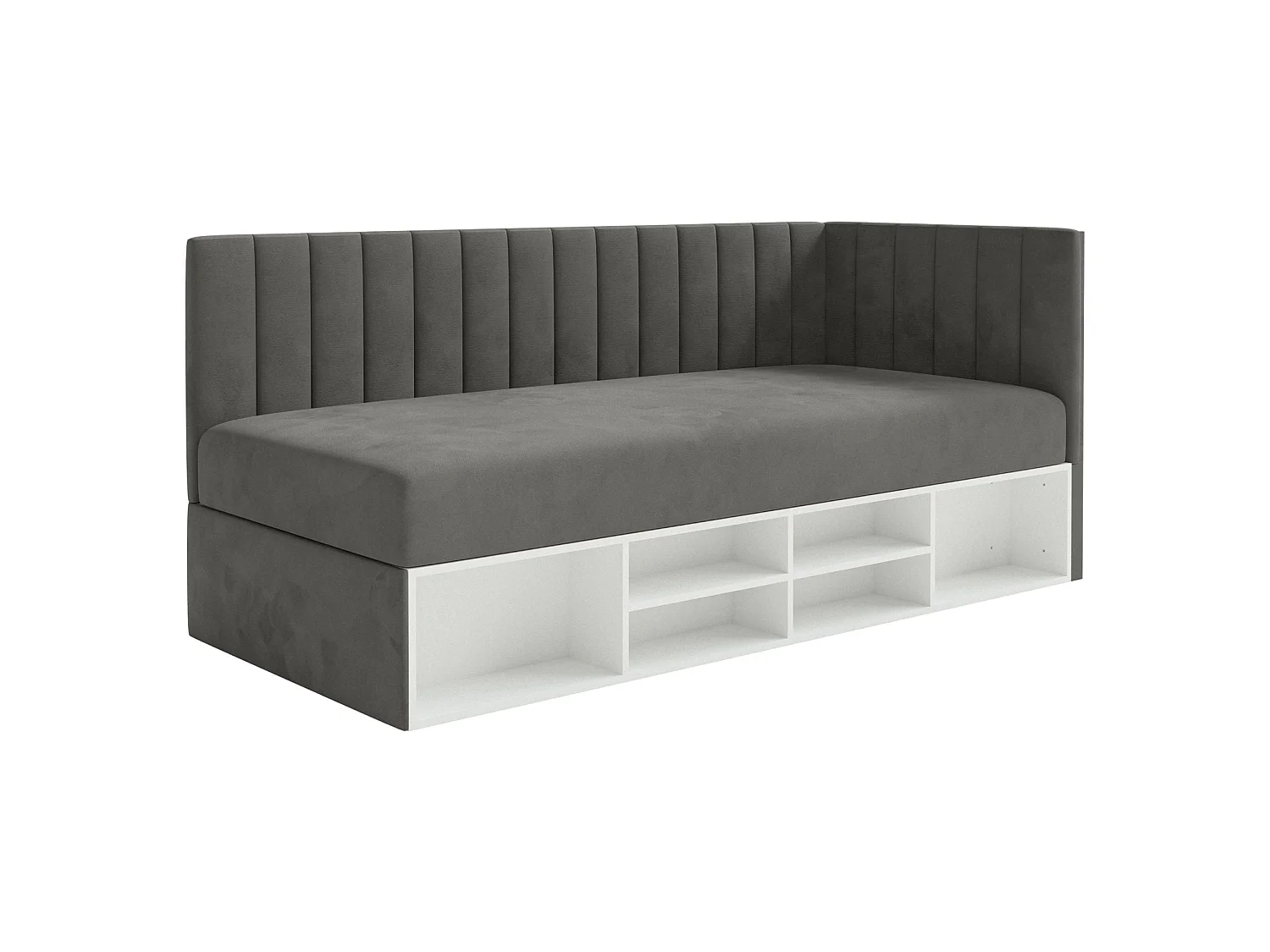 Lit ado avec rangement - gris foncé - côté droit - VENTRIO
