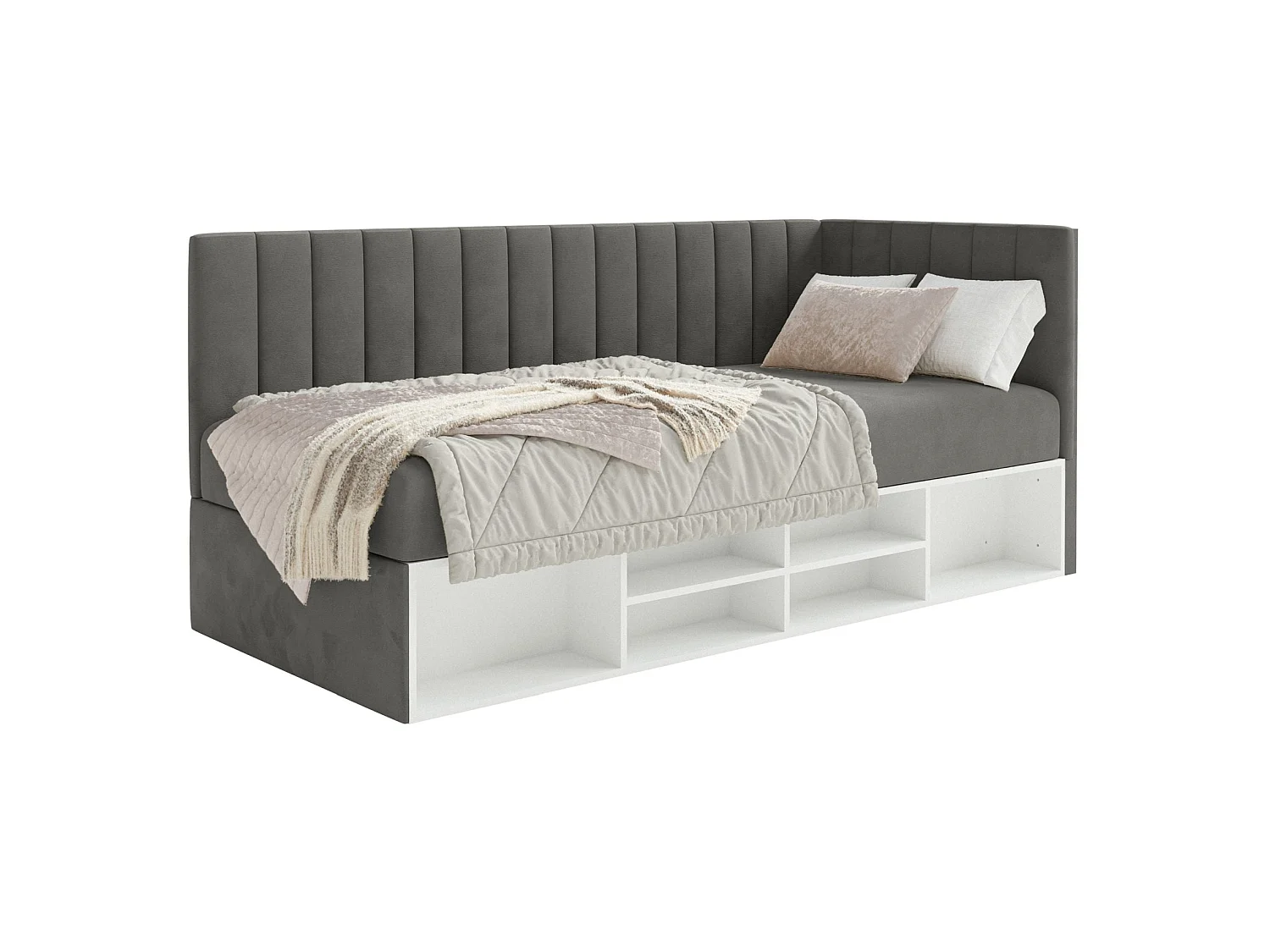 Lit ado avec rangement - gris foncé - côté droit - VENTRIO