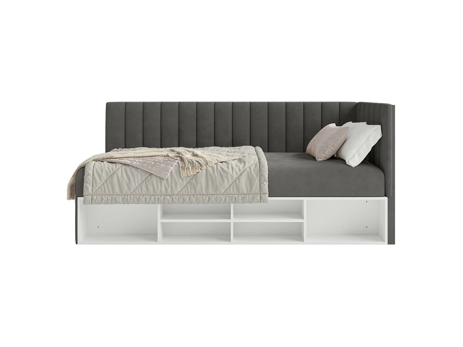 Lit ado avec rangement - gris foncé - côté droit - VENTRIO