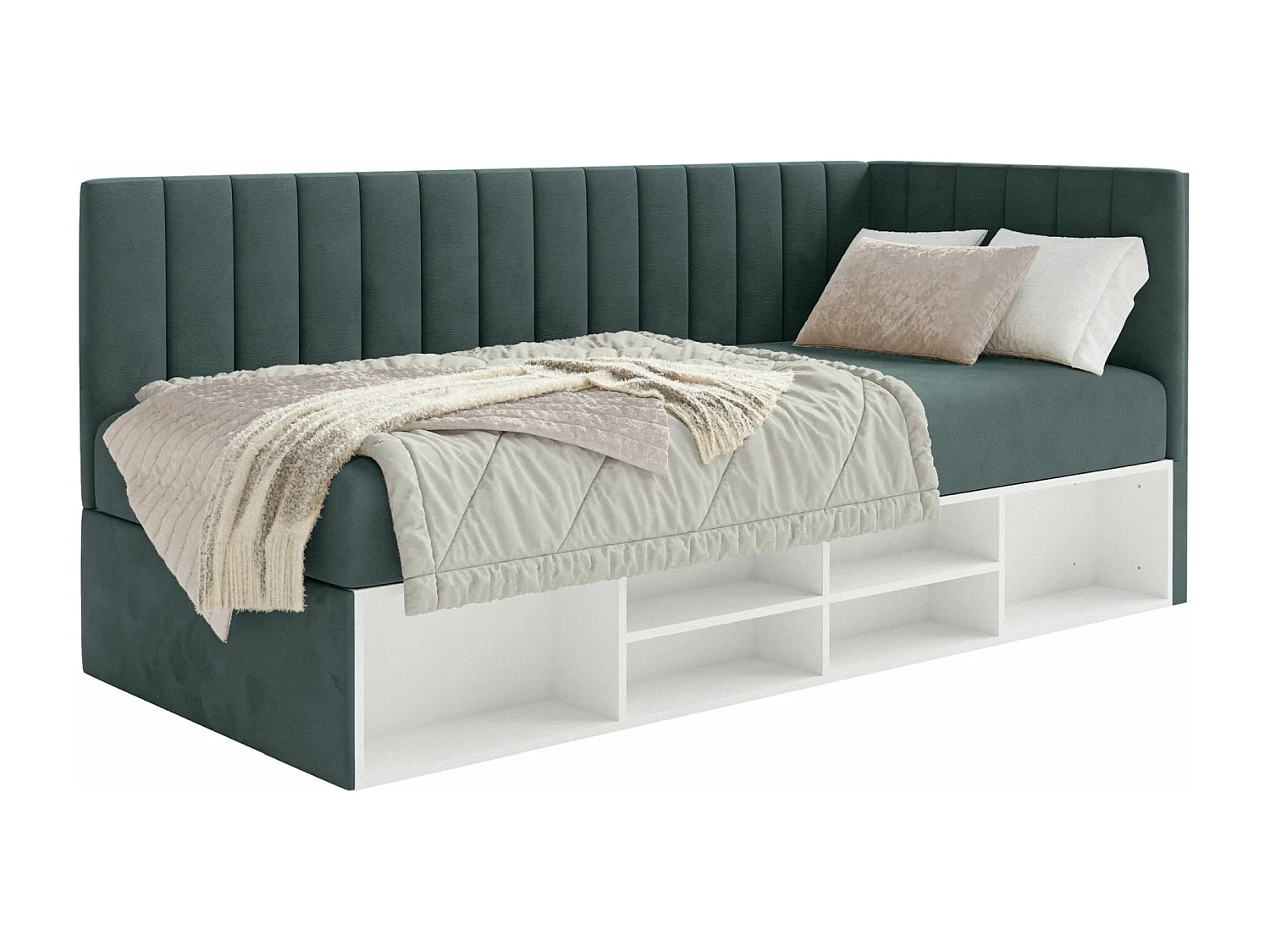 Lit ado avec rangement - bleu gris - côté droit - VENTRIO