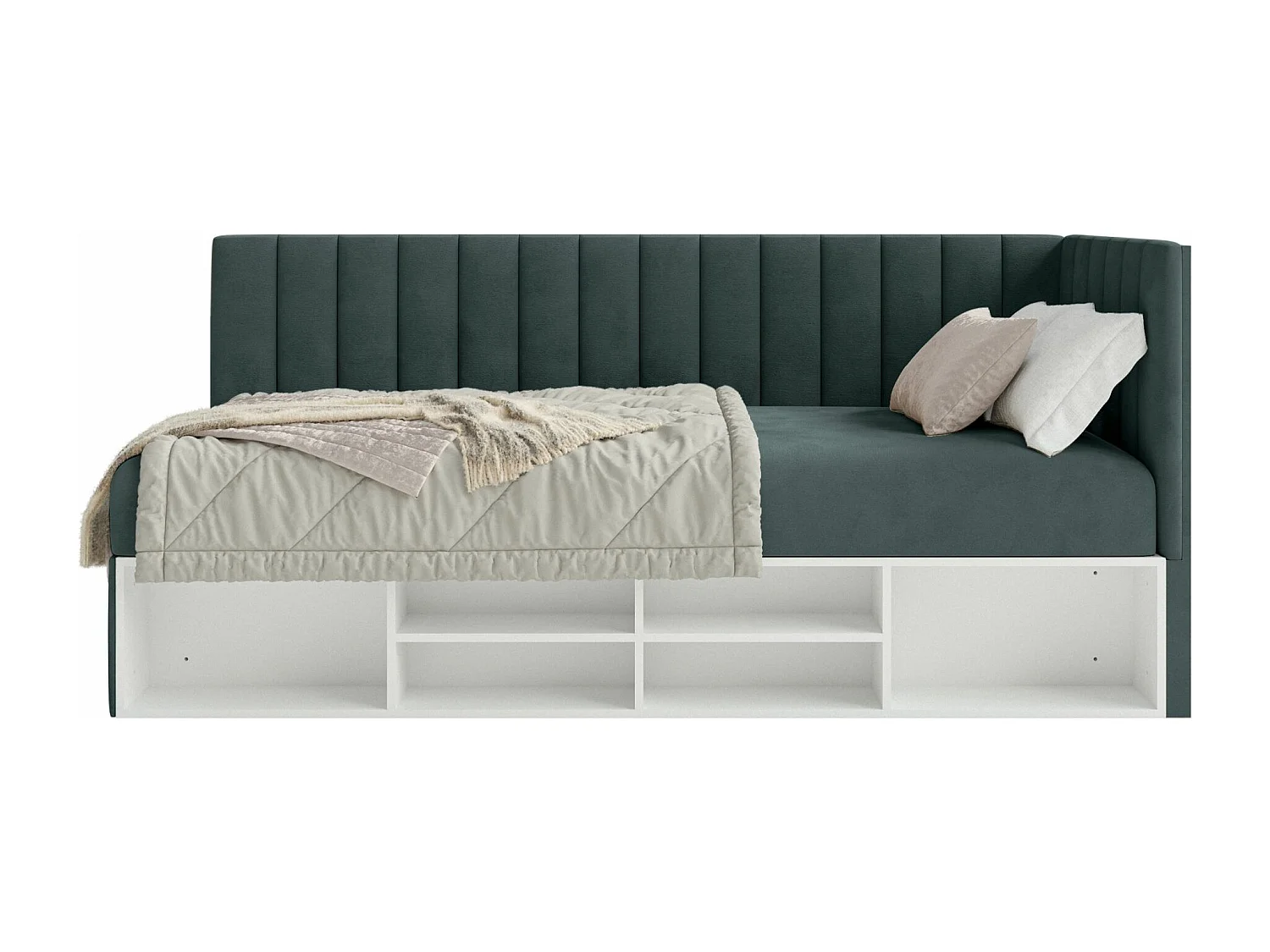 Lit ado avec rangement - bleu gris - côté droit - VENTRIO