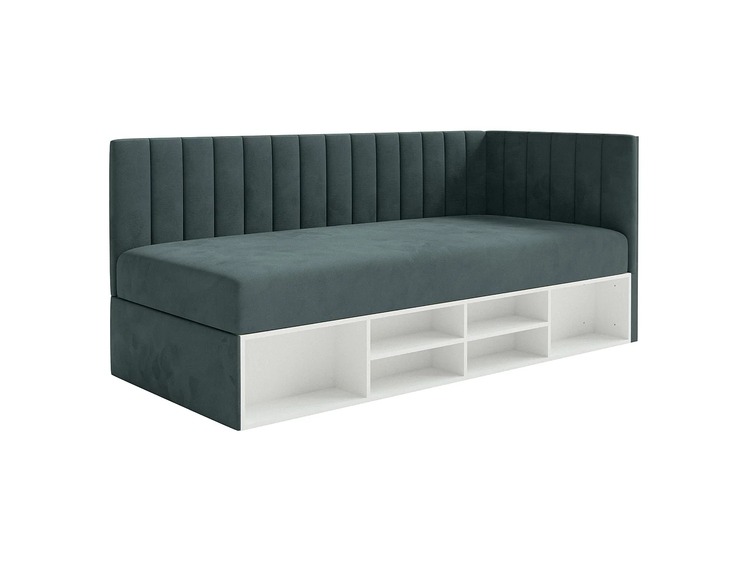 Lit ado avec rangement - bleu gris - côté droit - VENTRIO