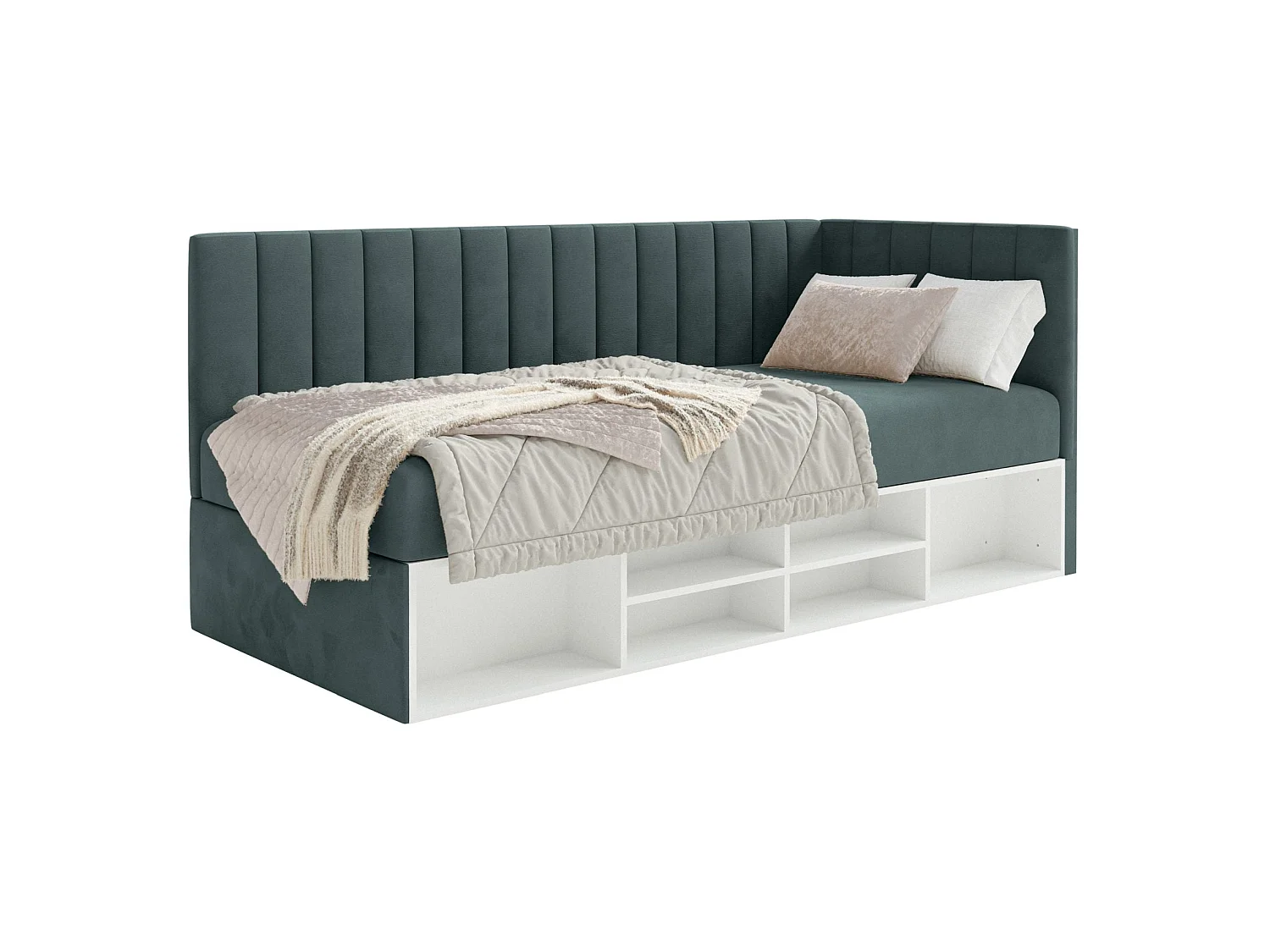 Lit ado avec rangement - bleu gris - côté droit - VENTRIO