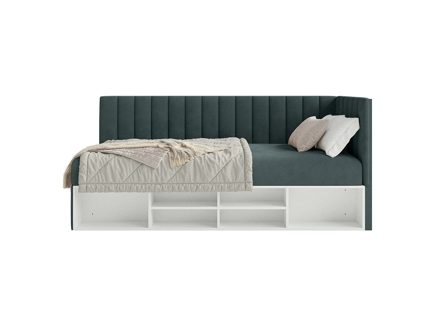 Lit ado avec rangement - bleu gris - côté droit - VENTRIO