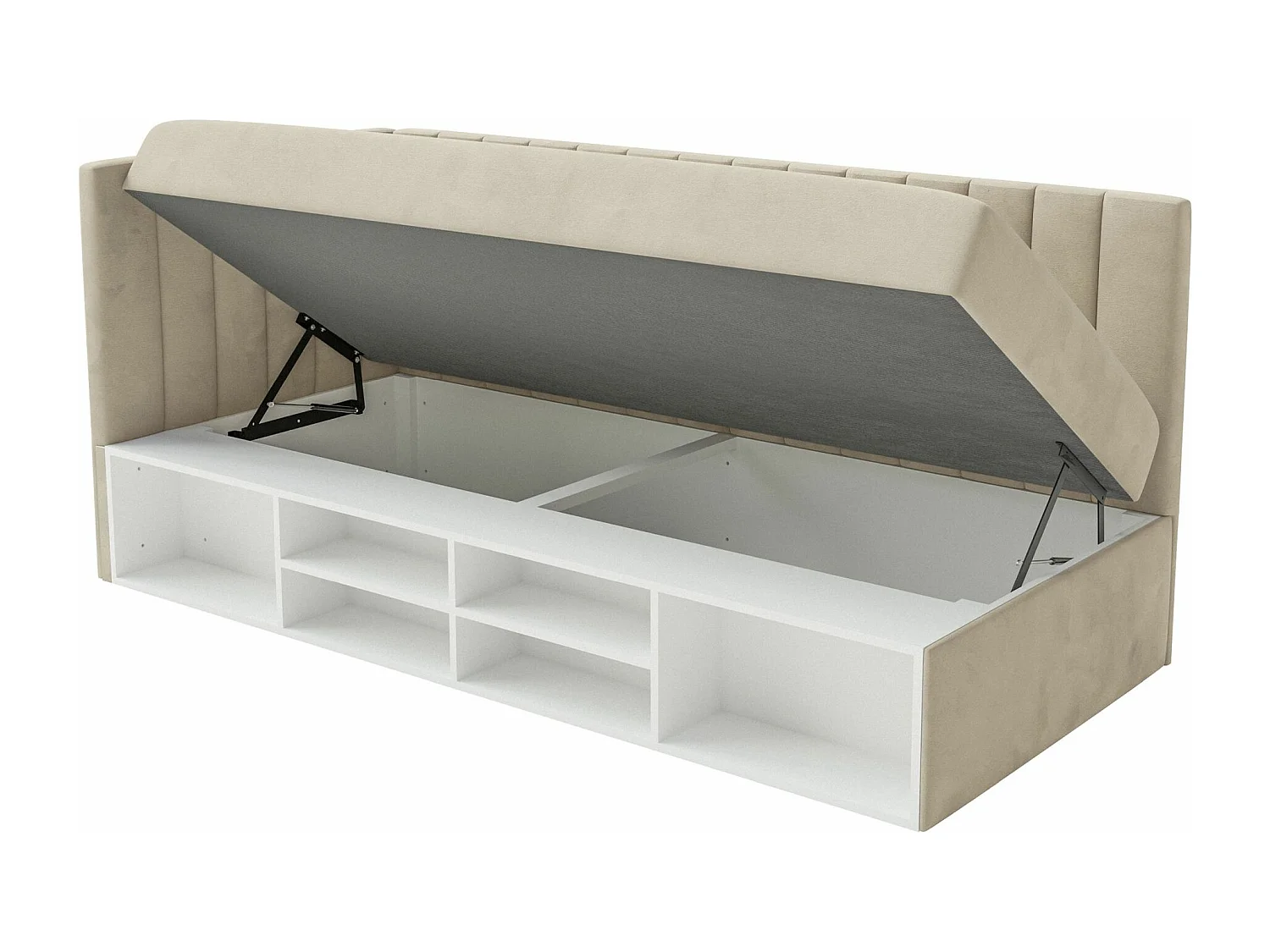 Lit ado avec rangement - beige clair - côté gauche - VENTRIO