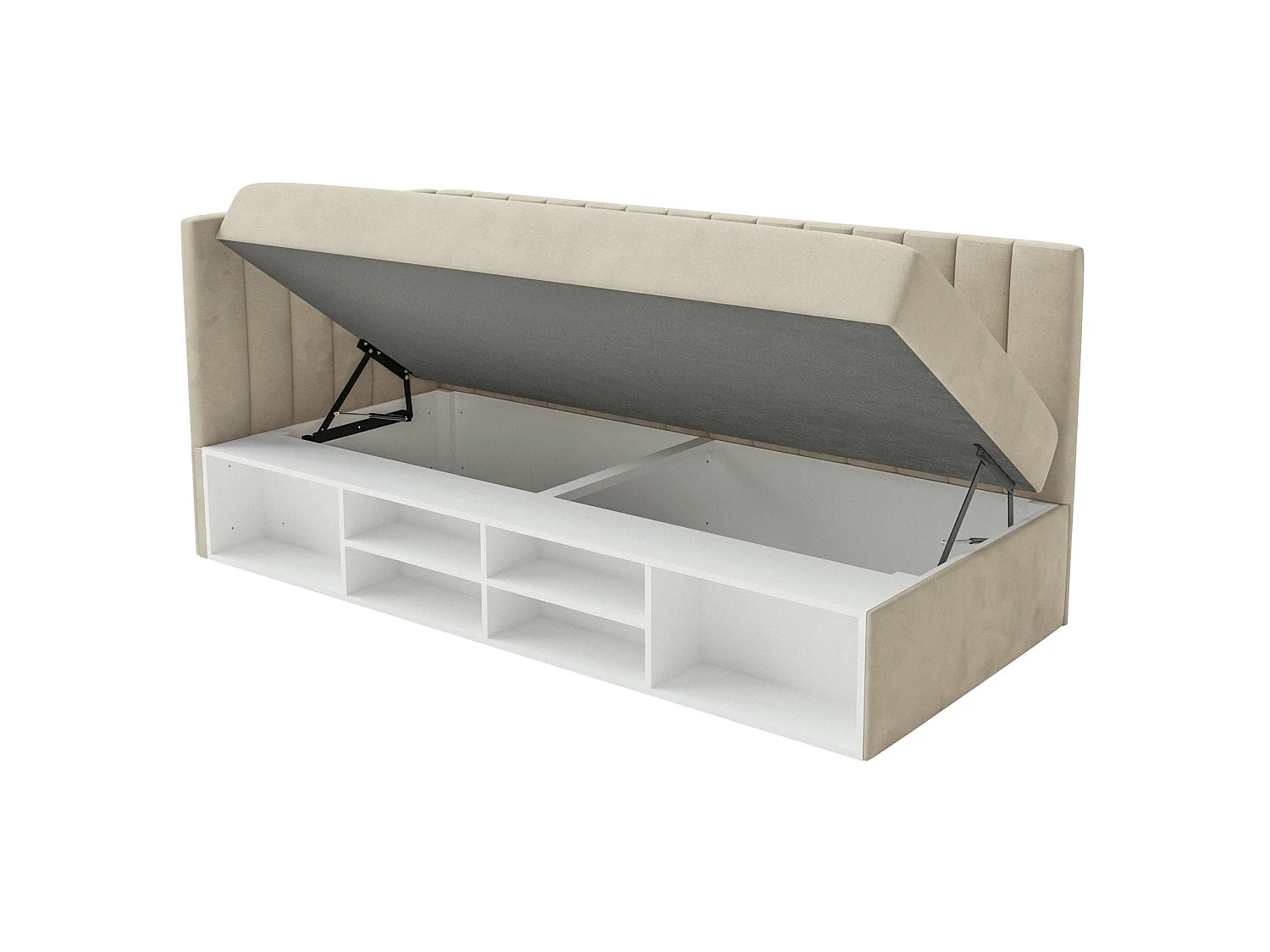 Lit ado avec rangement - beige clair - côté gauche - VENTRIO