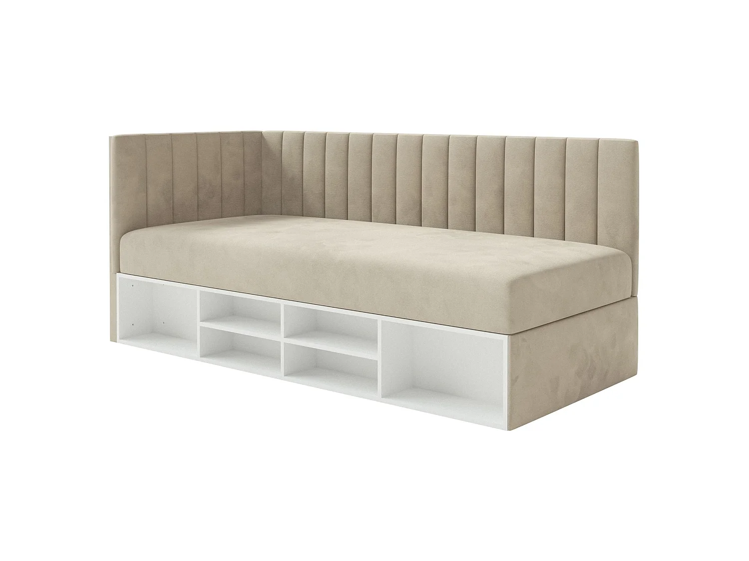 Lit ado avec rangement - beige clair - côté gauche - VENTRIO