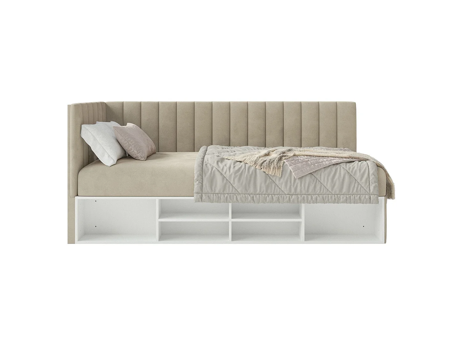 Lit ado avec rangement - beige clair - côté gauche - VENTRIO