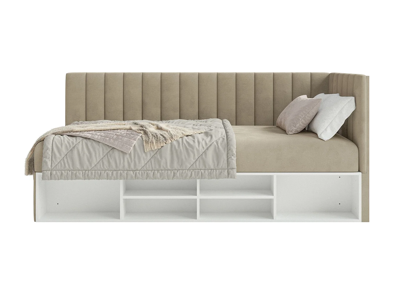 Lit ado avec rangement - gris beige - côté droit - VENTRIO